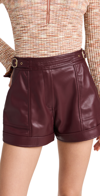 Simkhai Buckled-waist Detail Faux Leather Shorts In Merlot