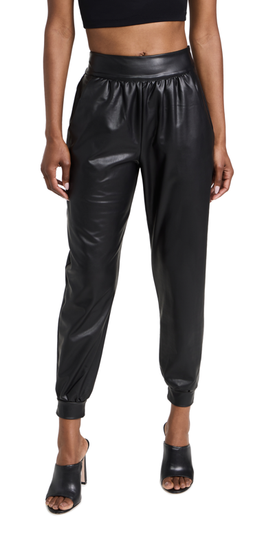 Susana Monaco Faux Leather Jogger Pants In Black