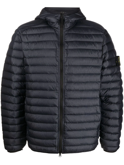 Stone Island Compass-patch Padded Short Jacket In Blue