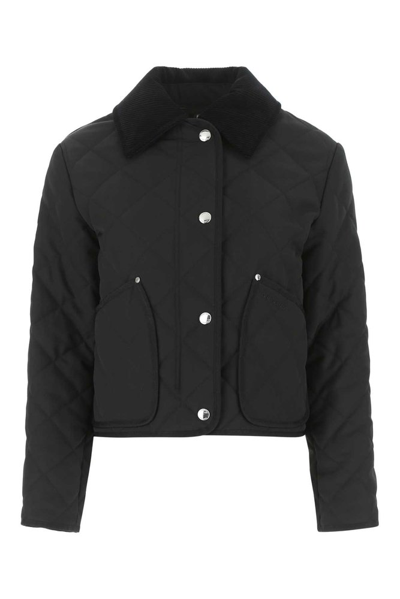 Burberry Buttoned Diamond Quilted Jacket In Black