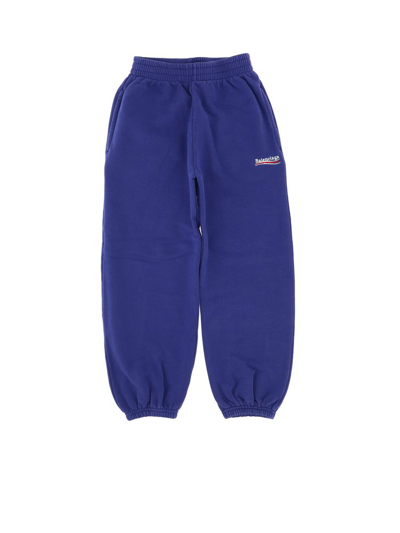 Balenciaga Kids Political Campaign Tapered Pants In Blue