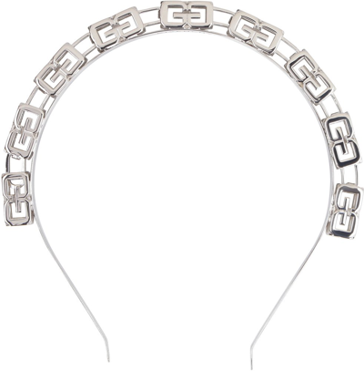Givenchy G Cube Monogram Brass Headband In Silver