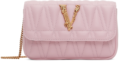 Versace Pink Virtus Quilted Bag In 1pg4v English Rose-v
