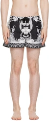 Versace Monochrome Baroque-print Shell Swim Shorts In Nero