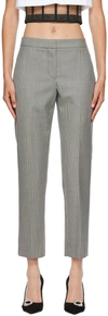 Alexander Mcqueen Houndstooth Crop Cigarette Trousers In 1080 Black/ivory