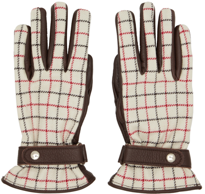 Maison Margiela Beige & Brown Check Gloves In 138 Tan