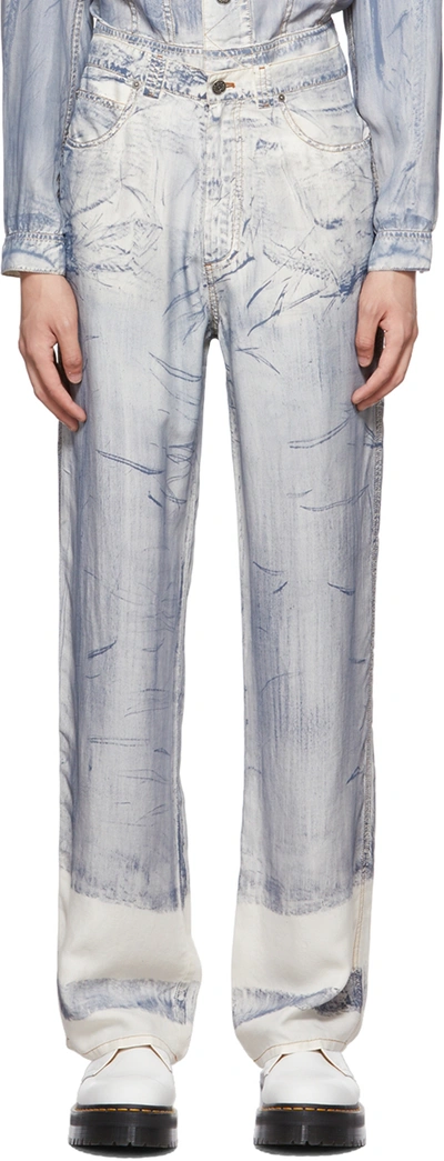 Jean Paul Gaultier Blue 'the Jean Effect' Trousers In White
