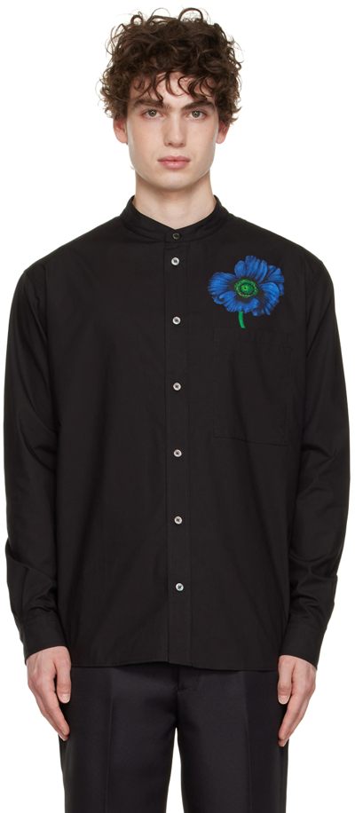 Kenzo Poppy Cotton Shirt In Black