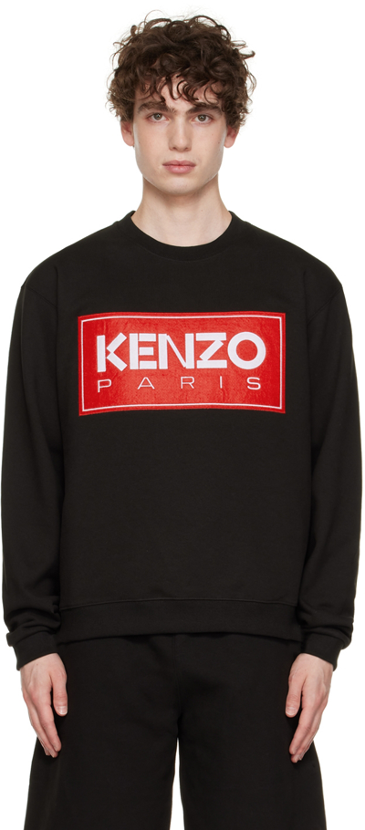 Kenzo Logo-patch Crew-neck Sweatshirt In Black
