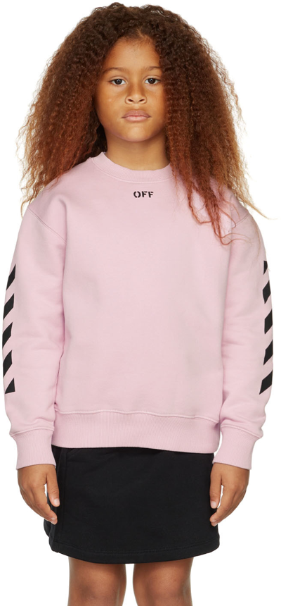 Off-white Kids' Logo-print Cotton-jersey Sweatshirt 4-12 Years In Pink