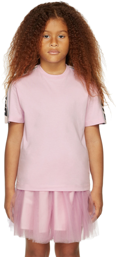 Off-white Kids' Industrial Logo T-shirt In Pink Black