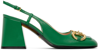 Gucci Women's Mid-heel Slingback With Horsebit In Green