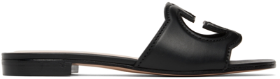 Gucci Interlocking G Cutout Leather Sandal In Black