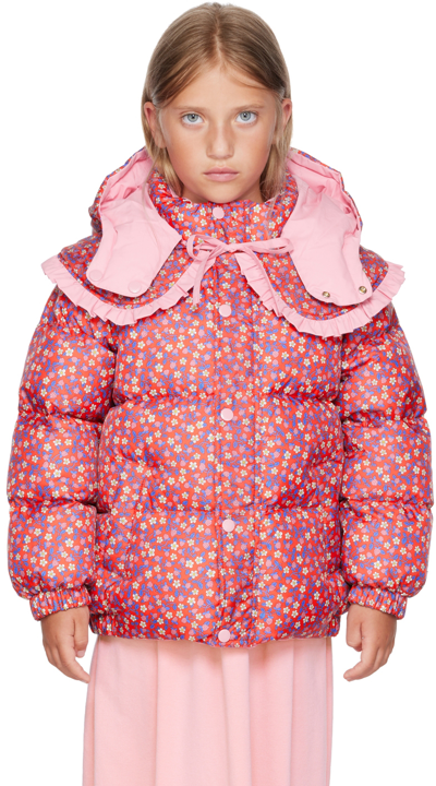 Flakiki Ssense Exclusive Kids Reversible Red Liberty Kiki Goose Puffer Jacket In Pink