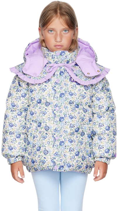 Flakiki Ssense Exclusive Kids Reversible Blue Liberty Kiki Goose Puffer Jacket In Violet