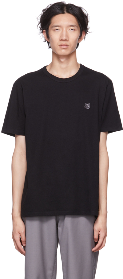 Maison Kitsuné Logo Embroidery T-shirt In Black