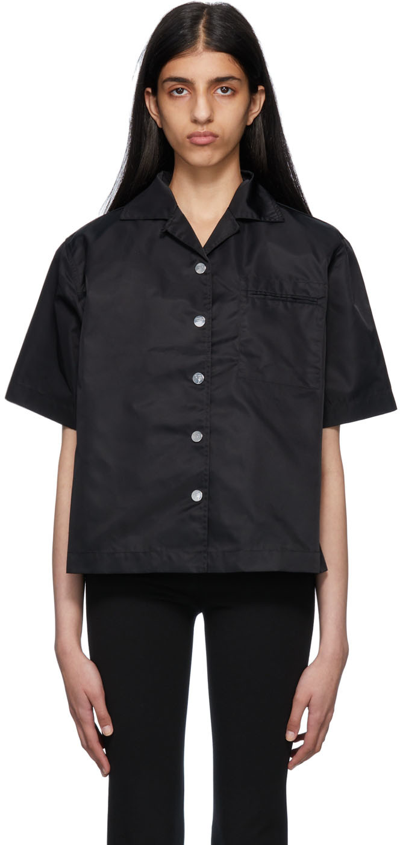 Remain Birger Christensen Short-sleeved Black Satin Shirt