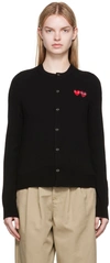 Comme Des Garçons Play Black Double Heart Patch Cardigan In Black
