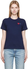 COMME DES GARÇONS PLAY NAVY DOUBLE HEART PATCH T-SHIRT