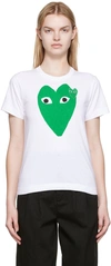Comme Des Garçons Play Play T-shirt Green Heart In White