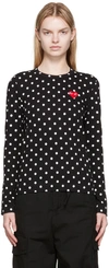 Comme Des Garçons Play Black Polka Dot Heart Patch T-shirt In Black/white