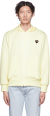 Comme Des Garçons Play Heart-patch Zip-up Hoodie In Ivory
