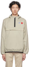 Comme Des Garçons Play Comme Des Garcons Play Men's Beige  X K-way Hooded Shell Jacket In White
