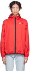 Comme Des Garçons Play Comme Des Garcons Play K-way Hoodie Full Zip In Red