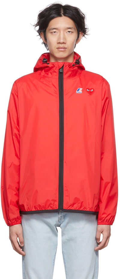 Comme Des Garçons Play X K-way Claude Waterproof Jacket In Red