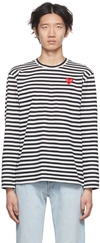 Comme Des Garçons Play Heart-patch Striped Cotton T-shirt In Black/white