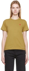 Comme Des Garçons Play Khaki Small Heart T-shirt In Olive