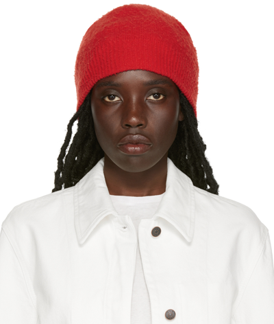 The Row Nidhi Brushed Wool And Cashmere-blend Beanie In Cherry Red