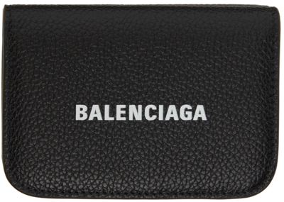 Balenciaga Black Mini Cash Bifold Wallet In 1090 Black/white