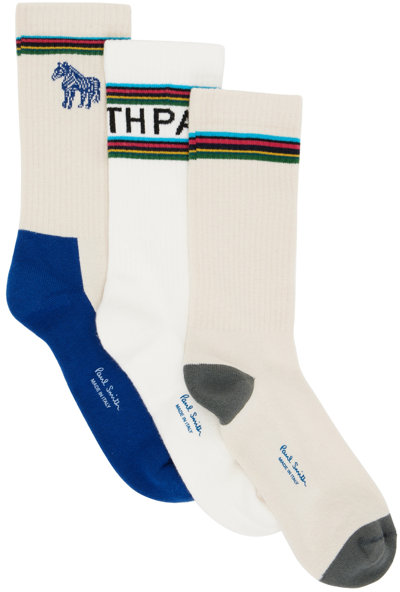 Ps By Paul Smith Three-pack Multicolor Cotton Socks In 1a Multicolour