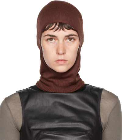 Rick Owens Brown Cashmere Balaclava In 43 Macassar