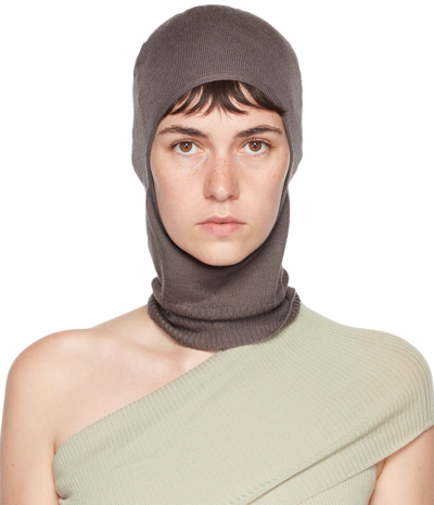 Rick Owens Gray Cashmere Balaclava In Taupe