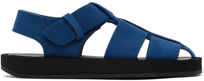 The Row Kids Blue Fisherman Sandals In Klb Klein Blue