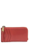 Hobo Kane Zip Around Leather Card Case In Brick