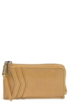 Hobo Kane Zip Around Leather Card Case In Cedar