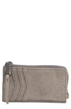 Hobo Kane Zip Around Leather Card Case In Titanium