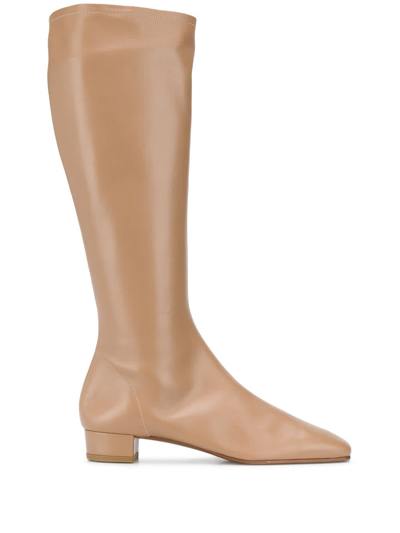 By Far Edie Knee-high Leather Boots In Neutral