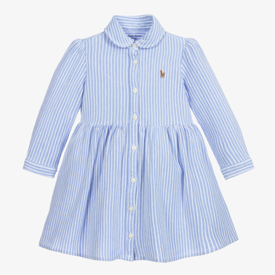 Ralph Lauren Girls Blue & White Baby Shirt Dress