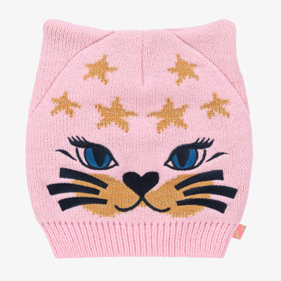 Billieblush Kids' Kitty Intarsia-knit Beanie In Pink