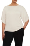 Vince Draped Boat Neck Top In Pale Fawn