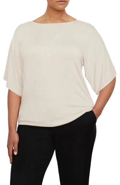 Vince Draped Boat Neck Top In Pale Fawn