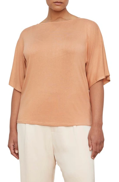 Vince Draped Boat Neck Top In Nectarine