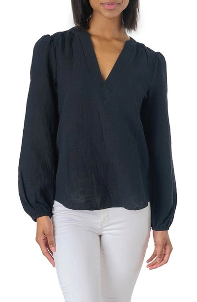 Gibsonlook Cotton Gauze Blouse In Black