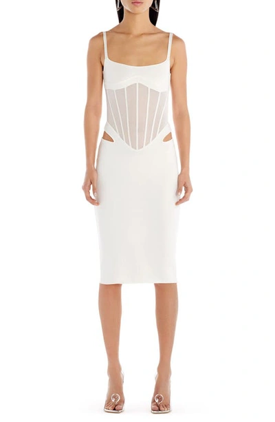 Mugler White Cutout Corset Midi Dress | ModeSens