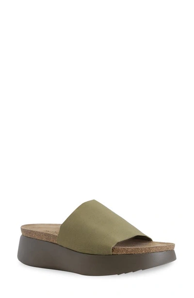 Munro Nalia Slide Sandal In Olive Green Fabric