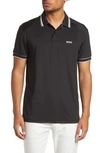 Hugo Boss Midnight Blue Stretch Polyester Polo Shirt In Black